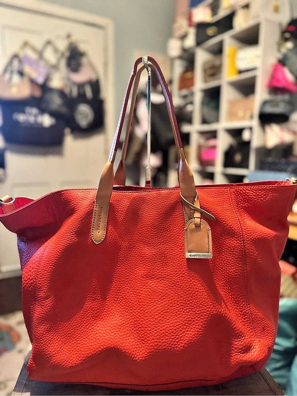 Cole Haan Crosby Large Leather Crossbody Shopper Tote.